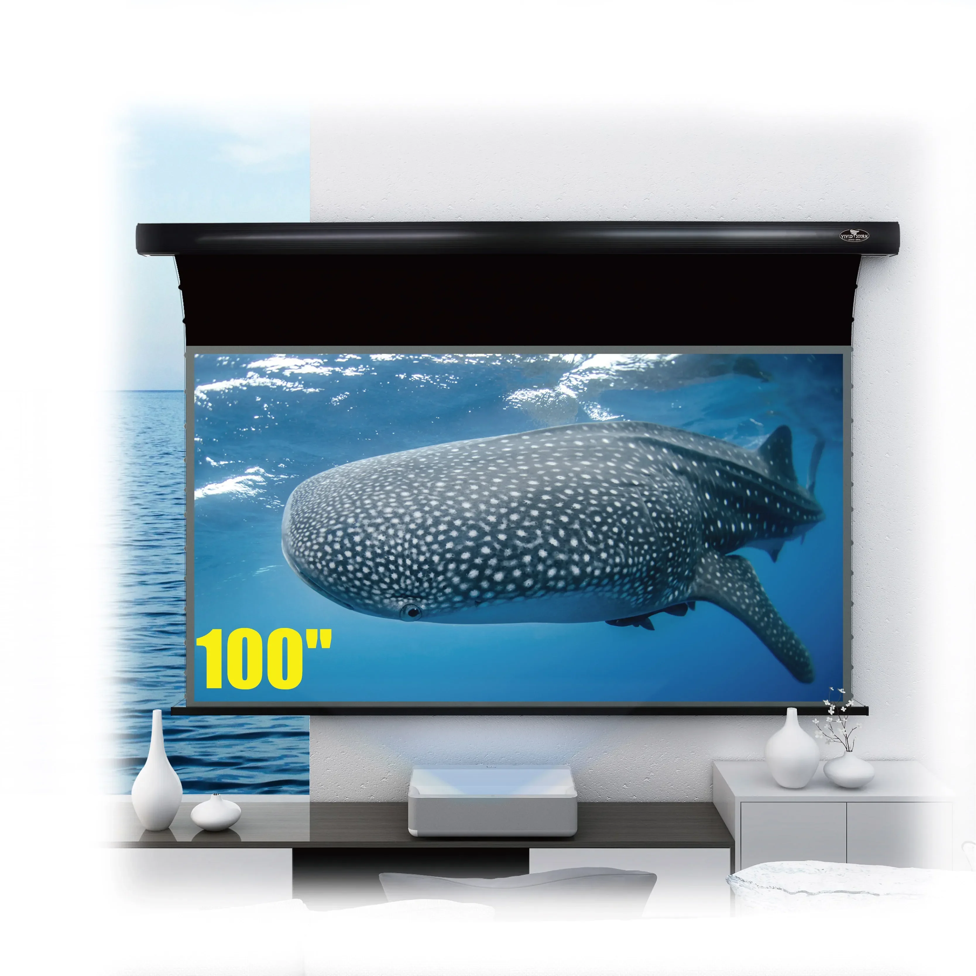 

VIVIDSTORM 2 set 100 inch PRO Slimline UST Ambient Light Rejecting 8k 4k HD office movie cinema projector screen