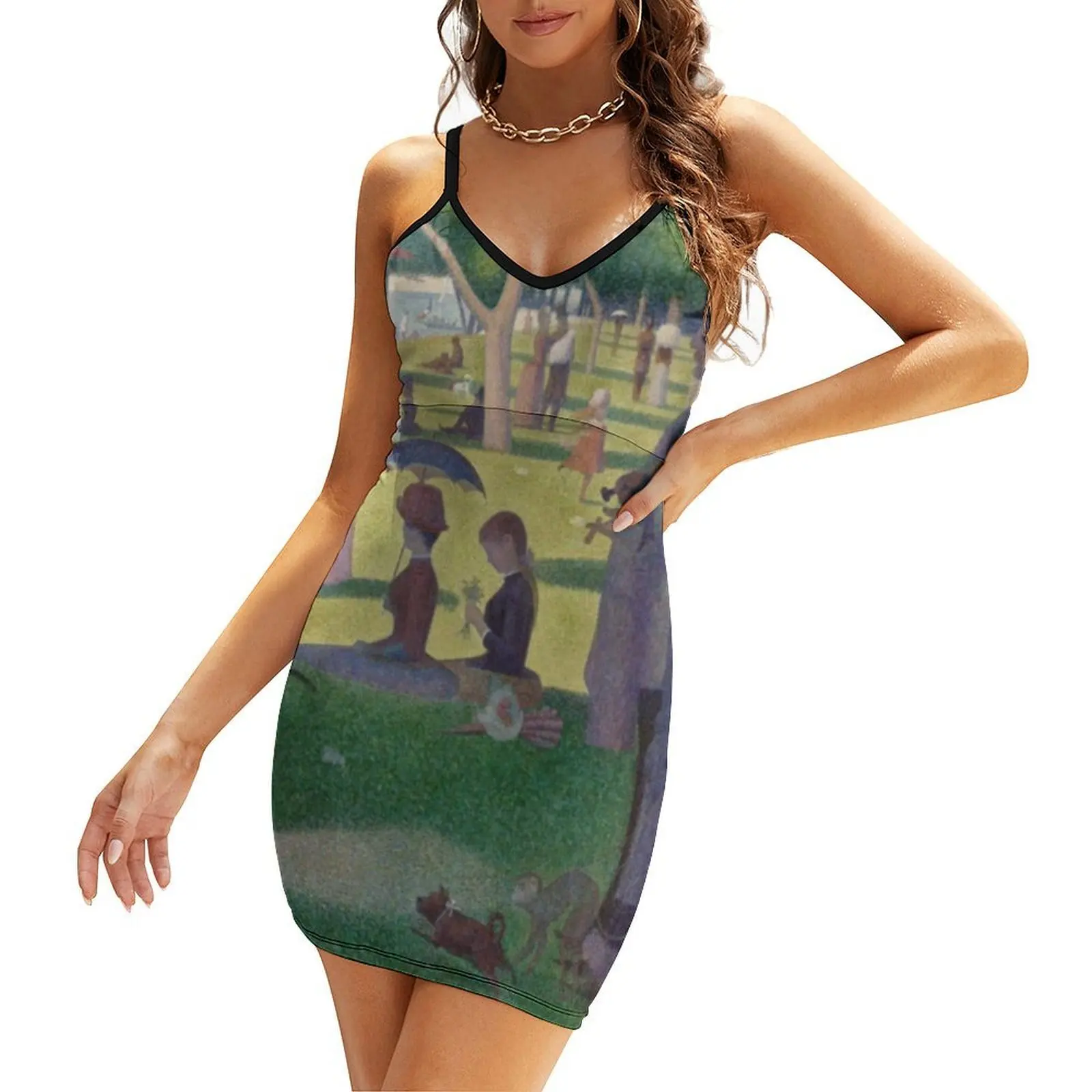 

A Sunday Afternoon on the Island of La Grande Jatte Modernized Sling Dress dress for women woman dress