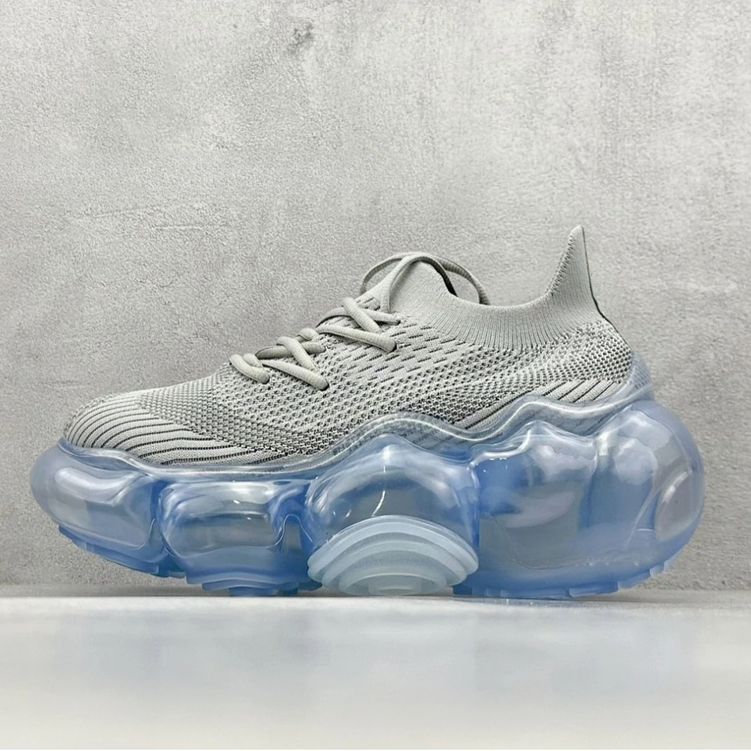 Knit Running Shoes Bubble Cushion Sole Lightweight Breathable Lace Up Athletic Sneakers for Walking Gym Casual Daily Wear 운동화