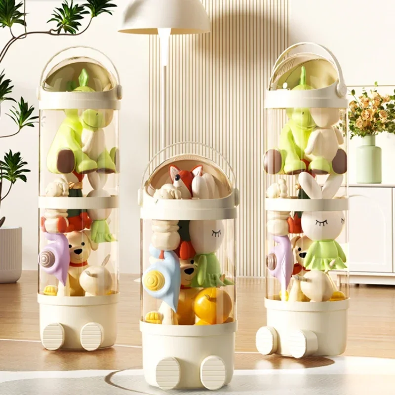 

Transparent Plastic Storage Box for Doll Toy Organizer Storage Barrel for Children Living Room Decoration Organization