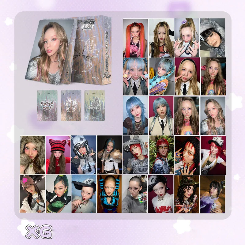 50Pcs/Set KPOP XG WOKE UP Single Song Laser Photocards JURIN CHISA JURIA MAYA Fashion Two Sides Selfie LOMO Card Fans Collection