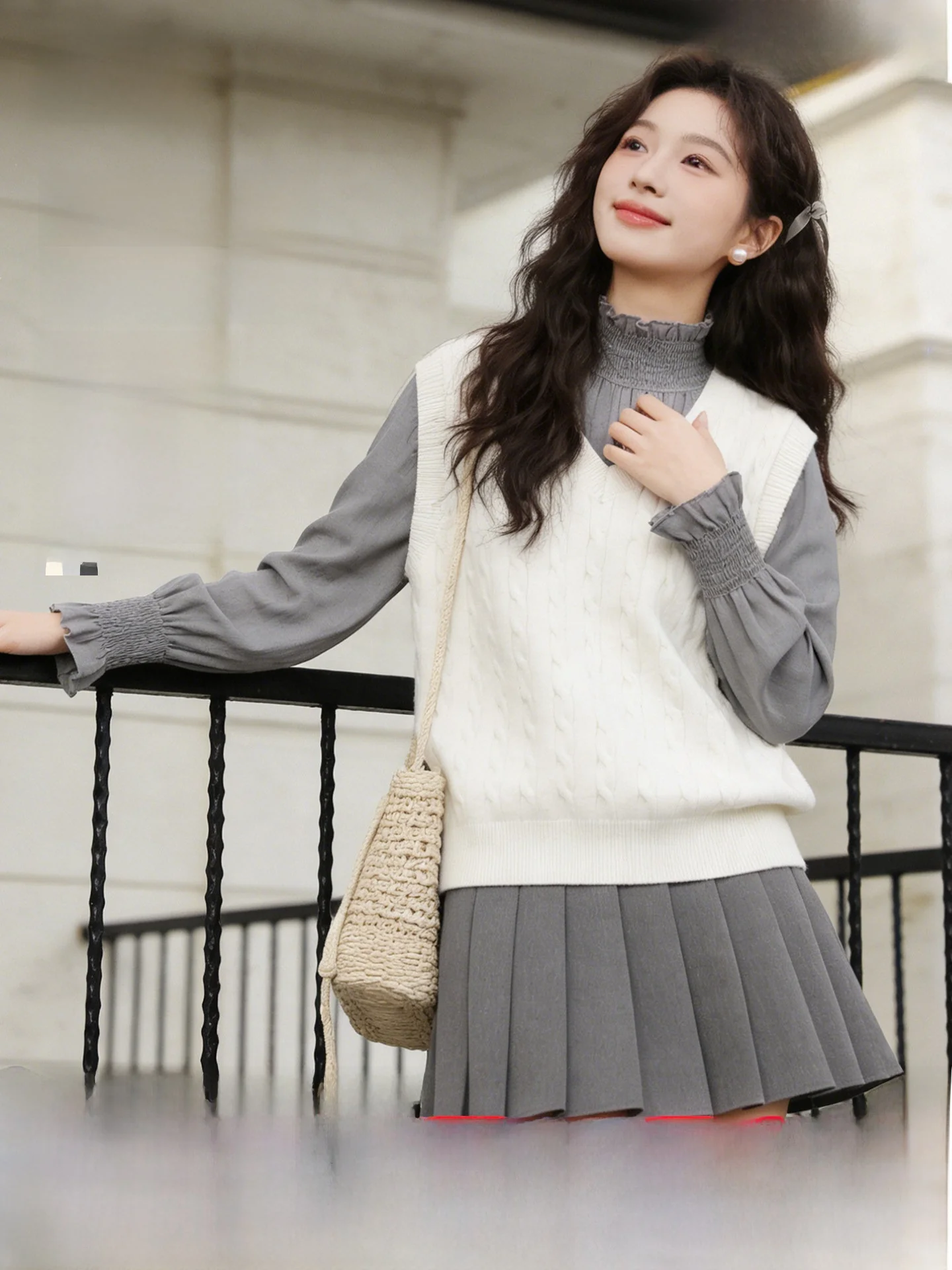 

Вязаный жилет Snow Flng для женщин, ранняя весна, модный, 26 новых корейских моделей, высококачественный, для многослойных образов, женский вязаный свитер PC