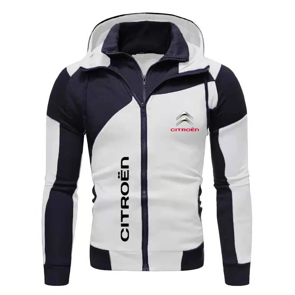 2024 Car Logo Citroen Men\'s Double Zipper Jacket Harajuku Fashion Windproof Jacket Outdoor Fishing and Mountaineering Top