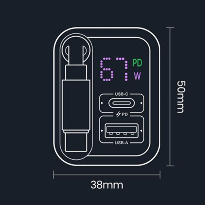 Super Sale US 67W GaN USB TYPE-C Charger with Retractable Type C Cable PD3.0 SFC2.0 Fast Charger