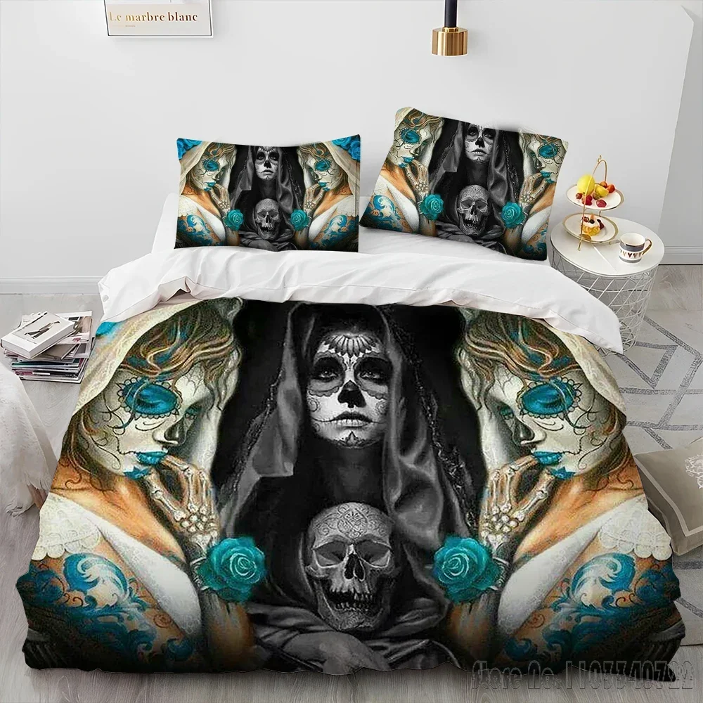 3D Horror Gothic Female Skull Dead Girl Duvet Cover Set HD Comforter Cover for Kids Bedding Sets Bedclothes Bedroom Decor image 4