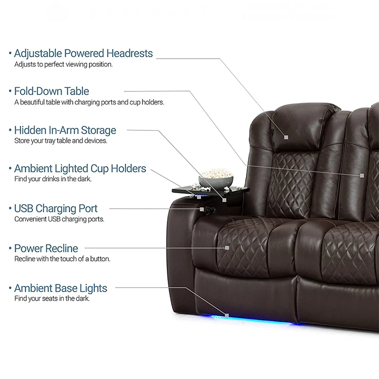 Canapé inclinable électrique rotatif à double usage, spa spatial de luxe de première classe, Massage multifonctionnel en cuir, USB