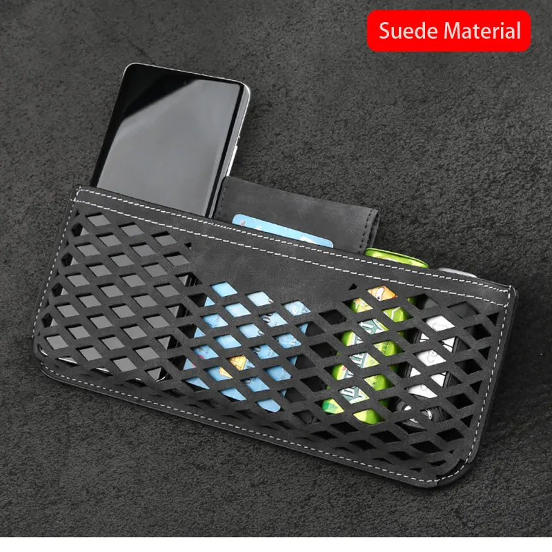 For Tesla Model 3 Y 2017-2023 Turn fur Car Storage Net String Pouch Bag Key Phone Holder cigarette Pocket Organizer