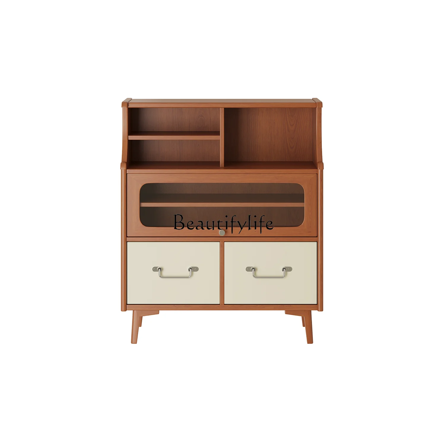 

Nordic Solid Wood Simplicity Design Sideboard Cabinet Living Room and Kitchen Wall Corner Storage Cabinet Movable