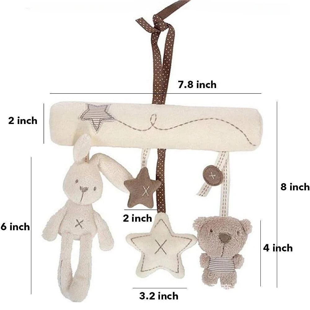 Baby Hanging Rattle Toys, Soft Infant Music Plush Activity Crib Stroller Toys, Rabbit Star Shape for Toddlers, Christmas Gift