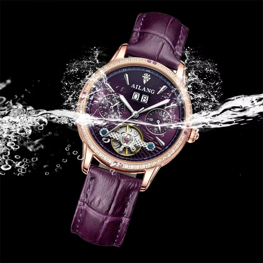 Charming Lady AILANG Diamond Automatic Watch Women Elegant Mechanical Waterproof With Calendar Wristwatch Relogio Feminino