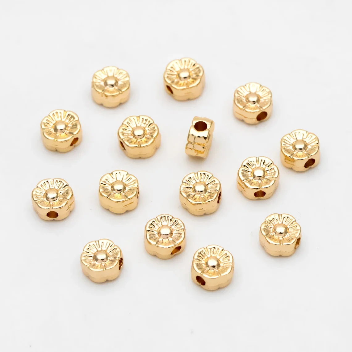 

20 шт. 18-каратные позолоченные медные бусины-разделители для цветов для браслетов, детали для самостоятельного изготовления