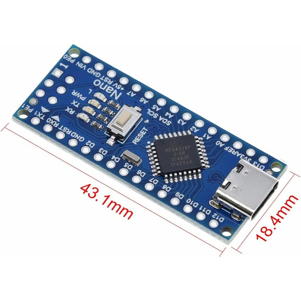 For Nano Board CH340/ATmega+328P Without USB Cable, Type-C Connection Compatible with Arduino Nano V3.0