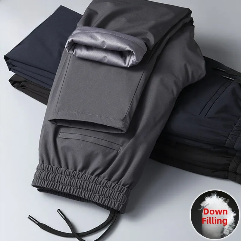 

Мужские брюки Pierre Cardin из гусиного пуха, прямые, свободного кроя, утепленные, повседневные, осенне-зимние, ветрозащитные