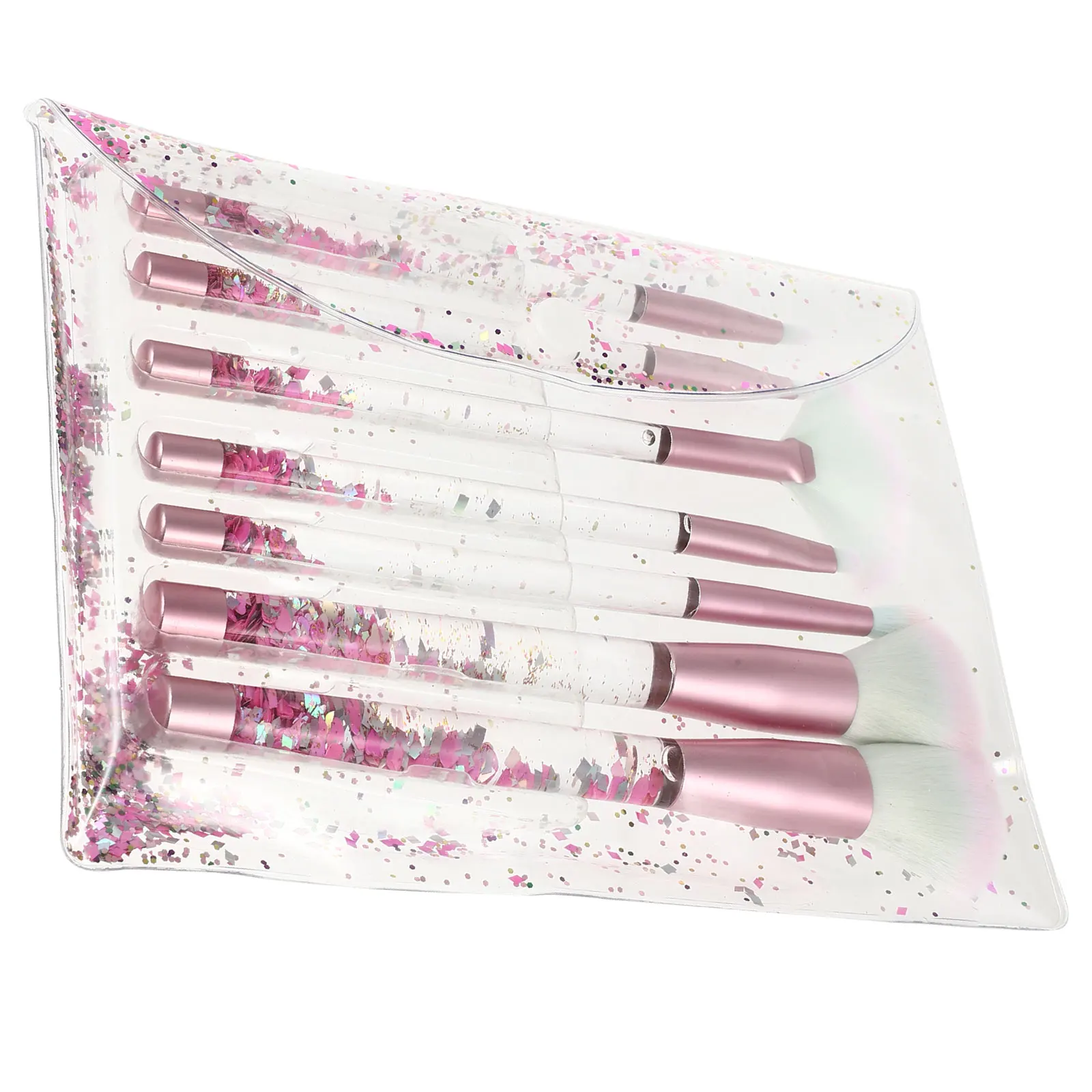 

Makeup Brushes Set Kit Foundation Blush Applicator Tools Portable Transparent Handle Yellow Crystal Gift For