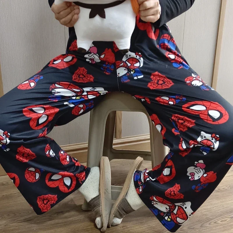 

Sanrio Hello Kitty pajama Spiderman Kawaii fashion anime popular Women's Warm Woolen anime Casual Home pants