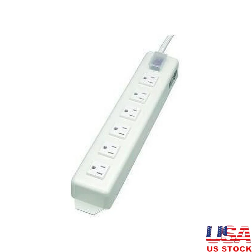 Power Strip with 6 Outlets 1800W Max Power 15ft Cord Length On/Off Switch Right-Angle Outlets