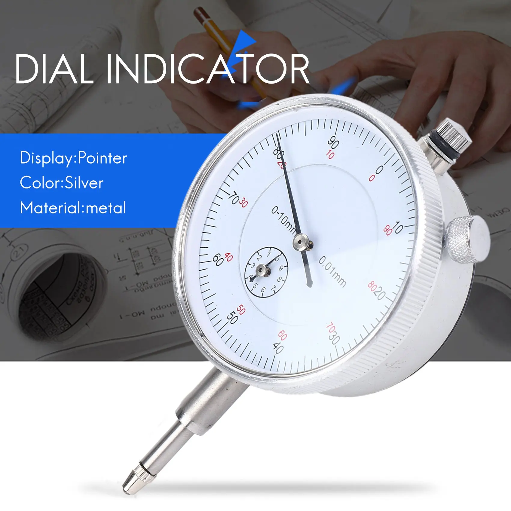 ABUI-Dial Indicator Gauge 0-10Mm Meter Precise 0.01 Resolution Concentricity Test