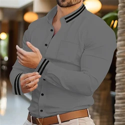 Men's Long Sleeve Shirt Formal Shirt 19 Pigment Color Business Casual Comfort High Quality Men's Top Large Size Clothing