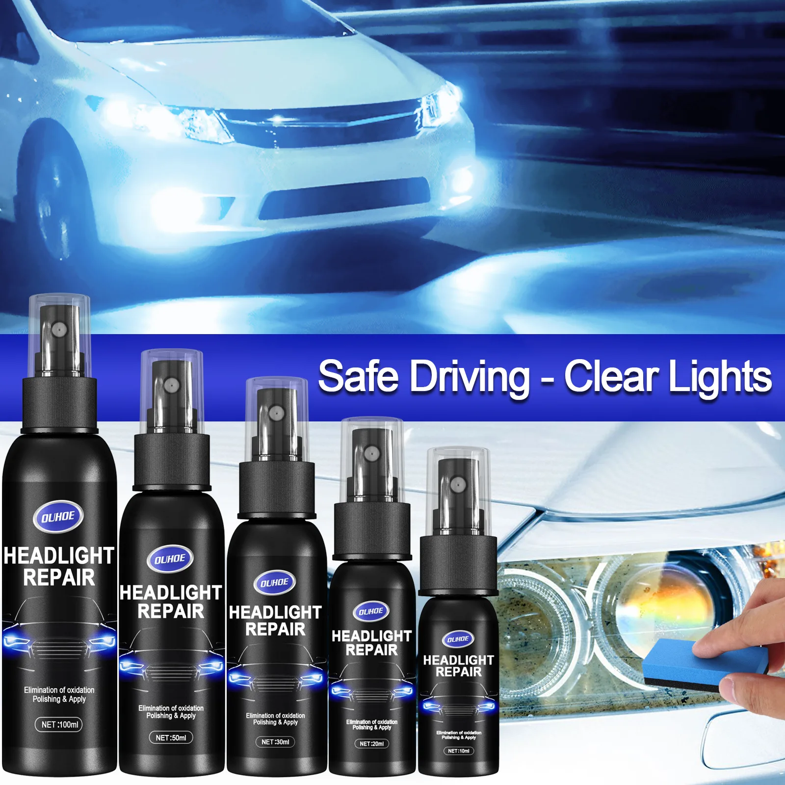 

100ML Car Headlight Polishing Agent Scratch Remover Repair Fluid Headlight Renewal Polish And Maintenance Liquid Kit Accessories