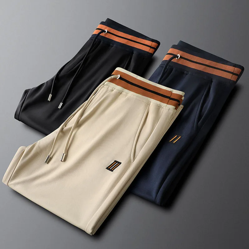 

High-grade elastic elastic waist casual sports pants men slim slim feet men summer slim sweatpants