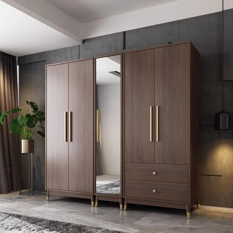 Clothes Wood Wardrobe Closet Storage Aesthetic Hotel Wooden Wardrobe Bedroom Drawer Systems Szafa Na Ubrania Home Furniture