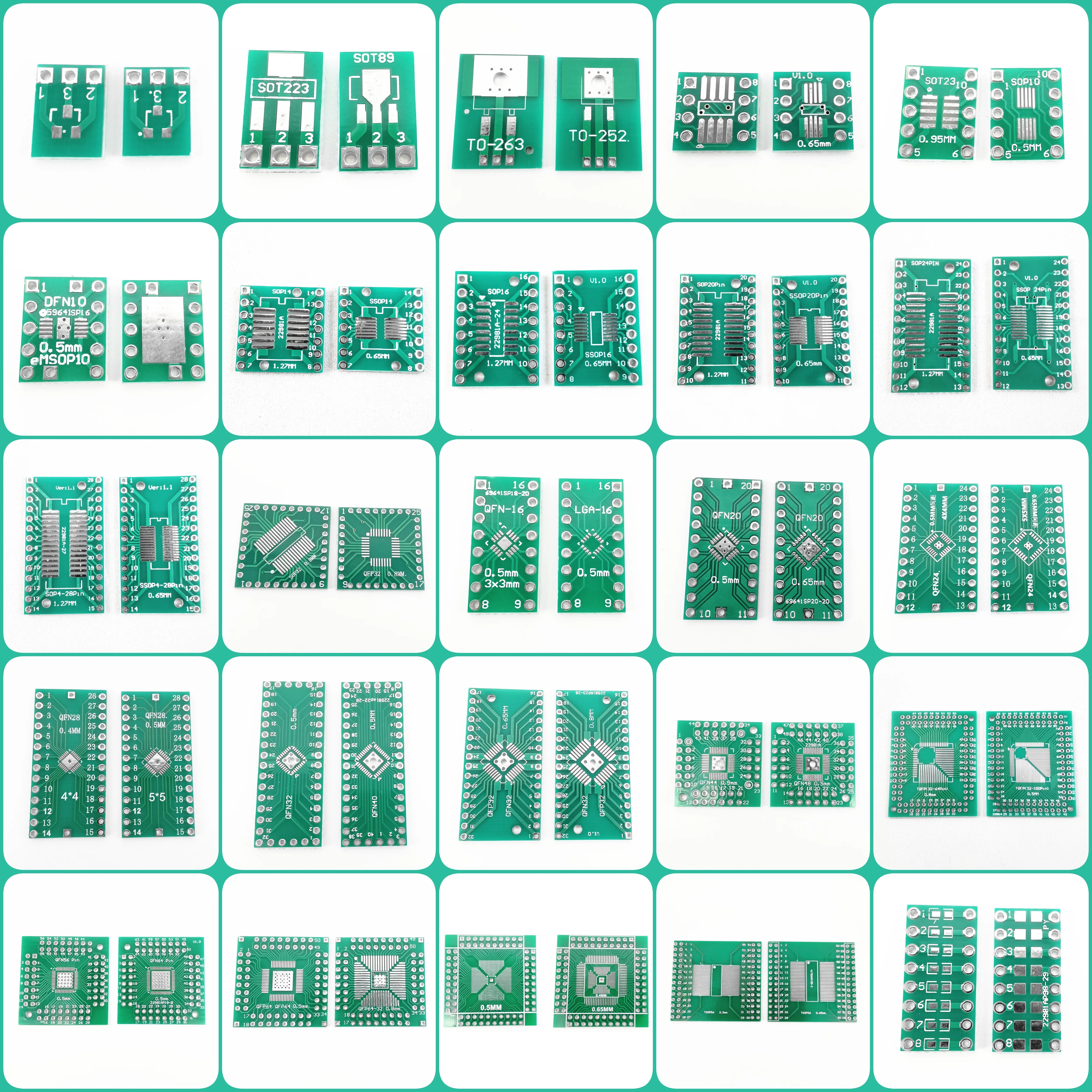 PCB Board SOP8 SOP14 SOP16 SOP20 SOP24 SOP28 QFP FQFP TQFP Turn To DIP Adapter Converter Plate TSSOP 8 14 16 20 24 28