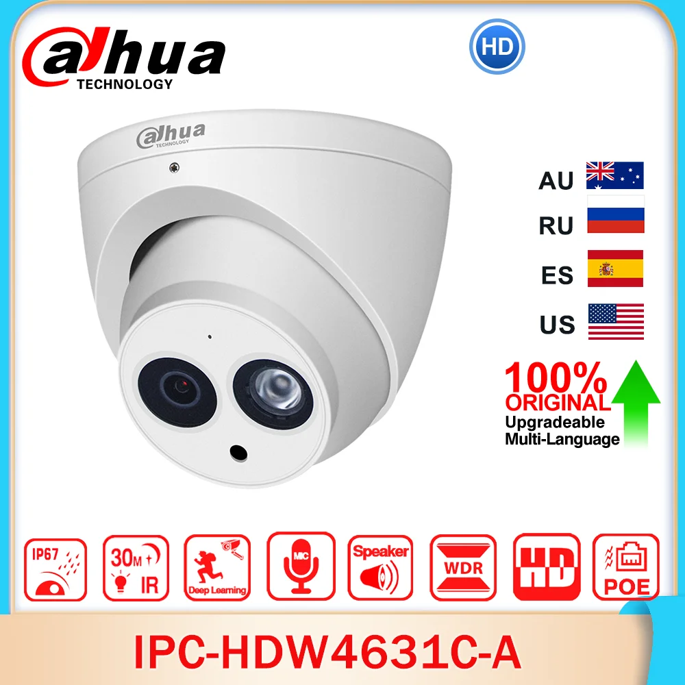 Dahua IP Camera IPC-HDW4631C-A IR30m Starlight Camera Built-in Mic Network PoE Cam Replace IPC-HDW4431C-A