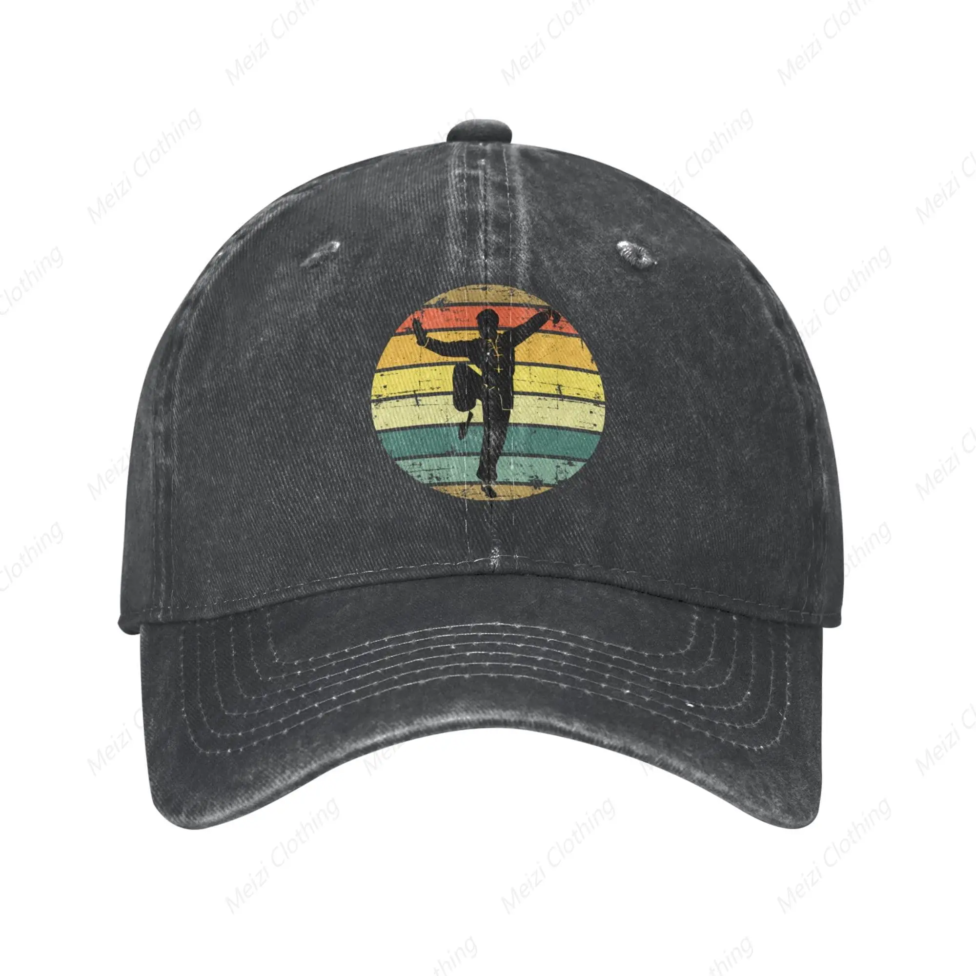 

Tai Chi silhouette hat for men and women retro washed worn-out denim hat cool baseball hat adjustable truck hat