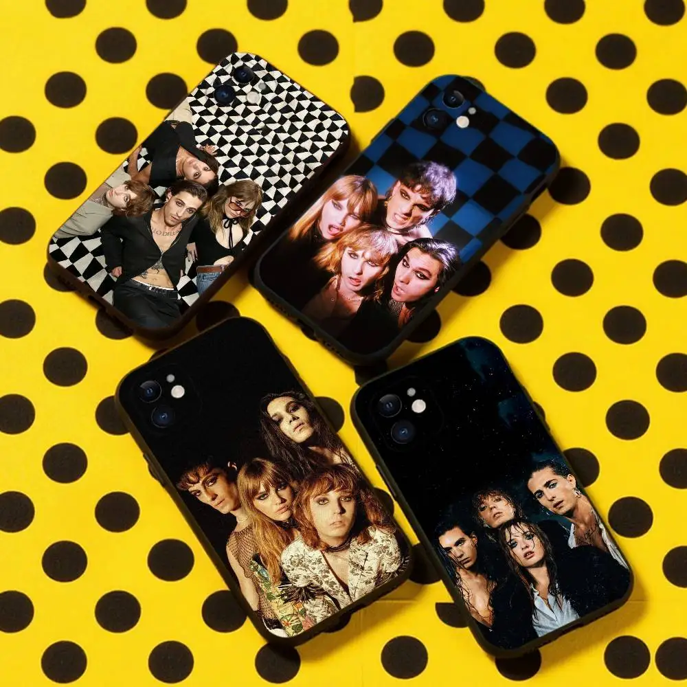

M-Maneskin Rock Band Phone Case For iPhone 16,15,14,13,12,11,Pro,Max,Plus,X,XS,XR,SE,8,7,Mini,Soft Silicone Black Case