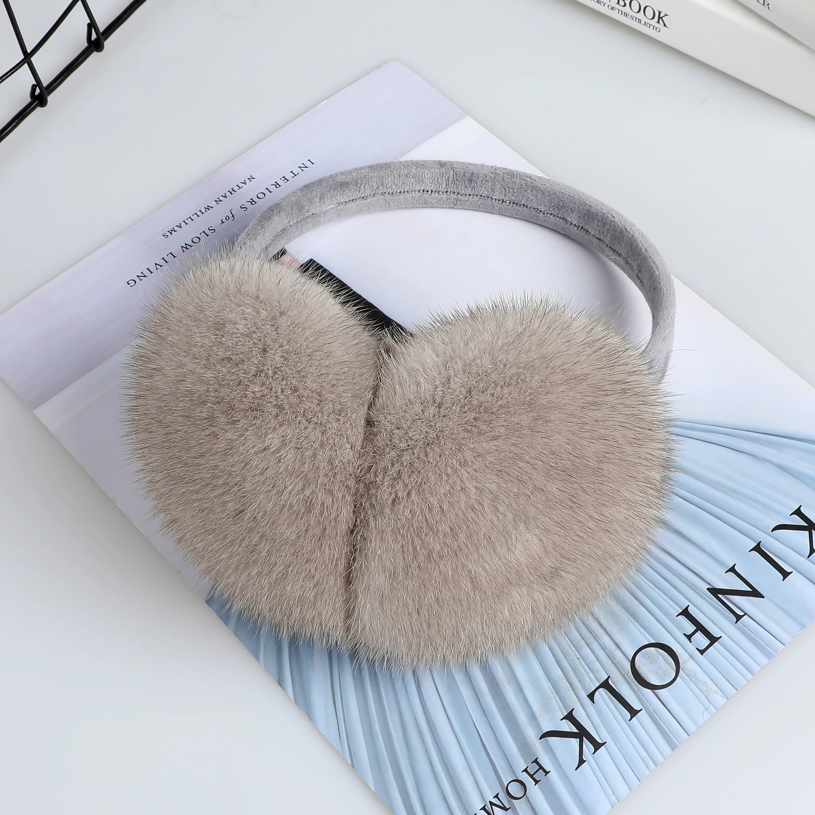 Luxury Winter Fashion Unisex Genuine Mink Fur Earmuffs With Velvet Band Mens Womens Foldable Ear Warmer Real Fur Ear Muff