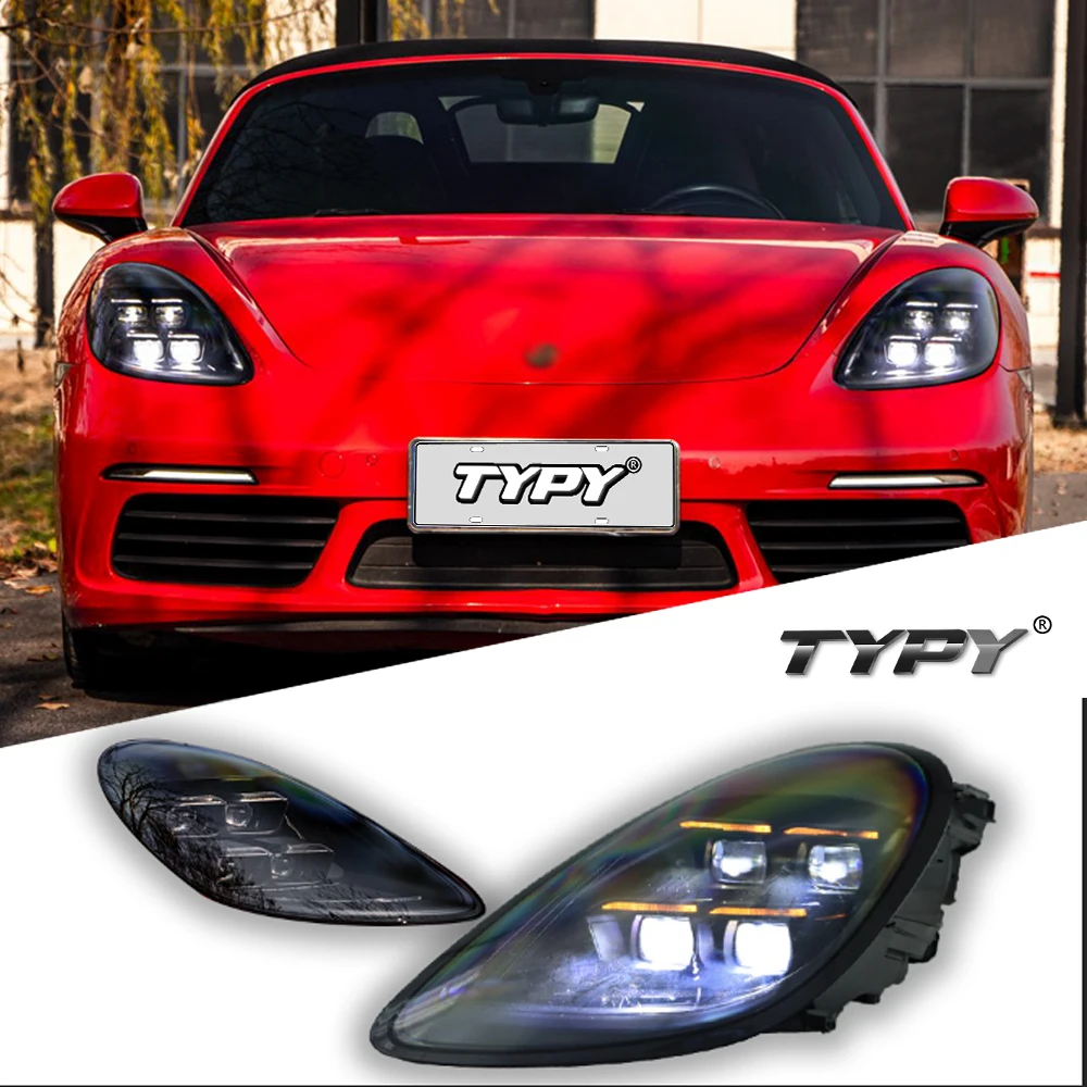 TYPY Car For Porsche 718/982 Headlight 2013-2023 Upgrade Modified to New DRL Dynamic Turn Signal LED Headlight Auto Accessories