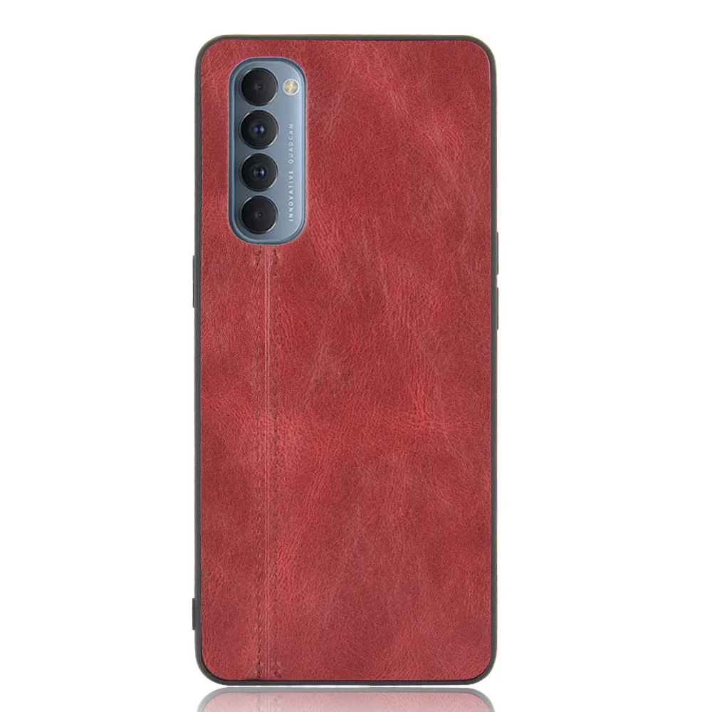 Oppo Reno4 Pro 4G Case Reno 4 PRO CPH2109 Suture Calfskin Soft Edge PU Leather Hard Phone Cover For Oppo Reno 4 Pro 4G Back Case