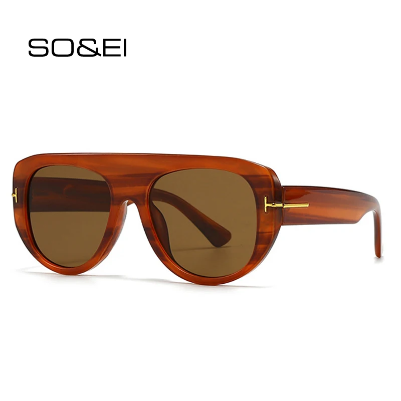 SO&EI Retro Pilot Sunglasses Women Fashion Brand Designer Gradient Shades UV400 Men Trending Sun Glasses