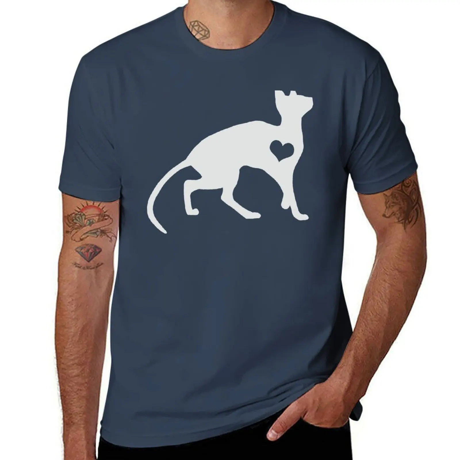 Adore Sphynx Cats T-Shirt Simple Solid Color Crew Neck Tee