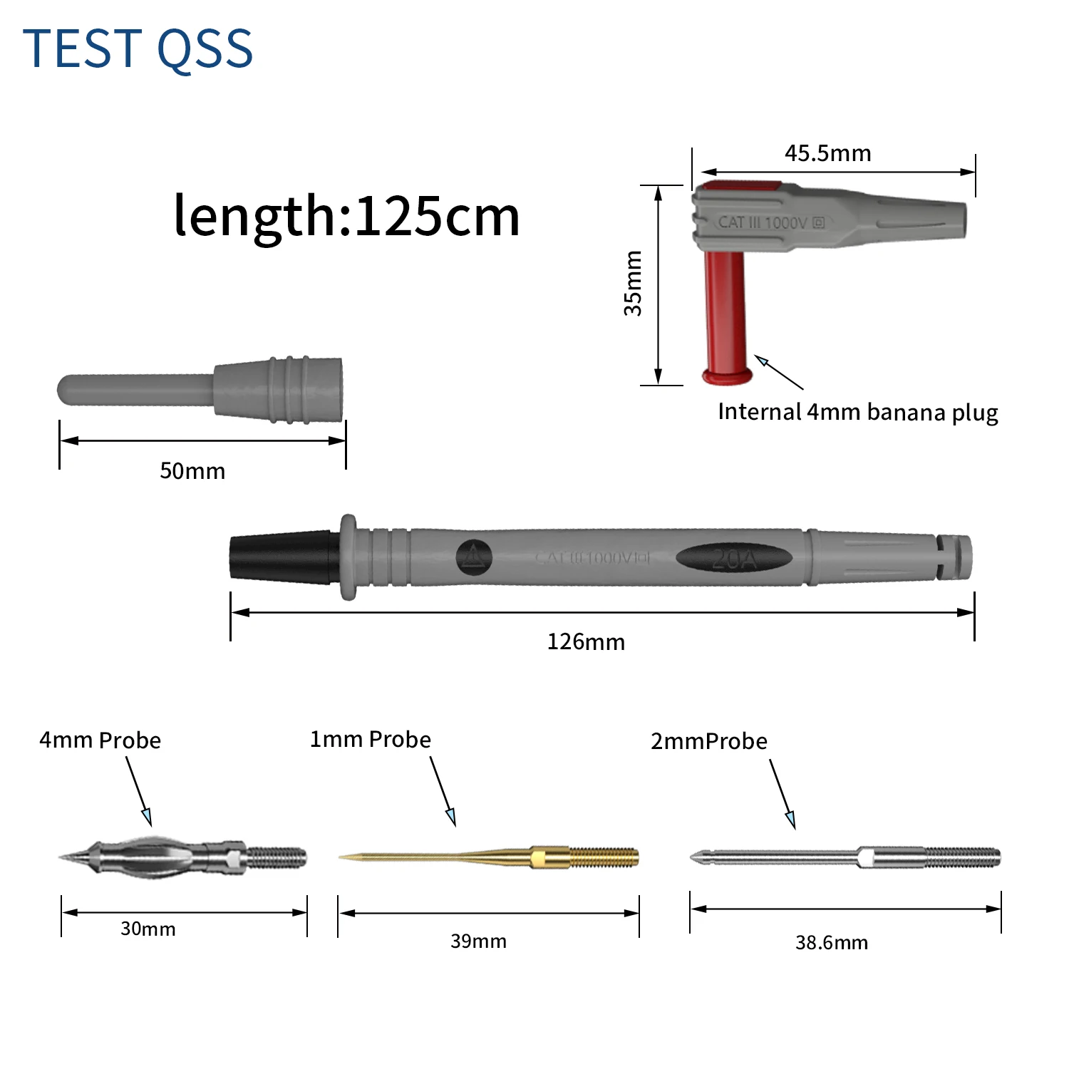QSS multimeter meetsnoerset met vervangbare precisie scherpe sondes met lekdraad doorborende achtersonde Elektrisch gereedschap
