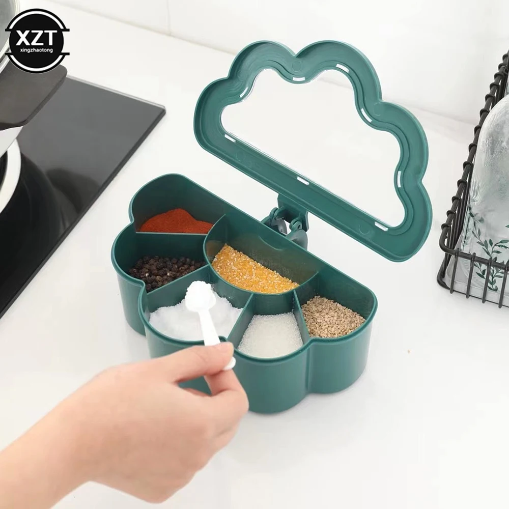 6-in-1 Seasoning Box Set Pepper Sugar Bowl Salt Spices Stirring Storage Jars Gadget Kitchen Accessories Condiment Container