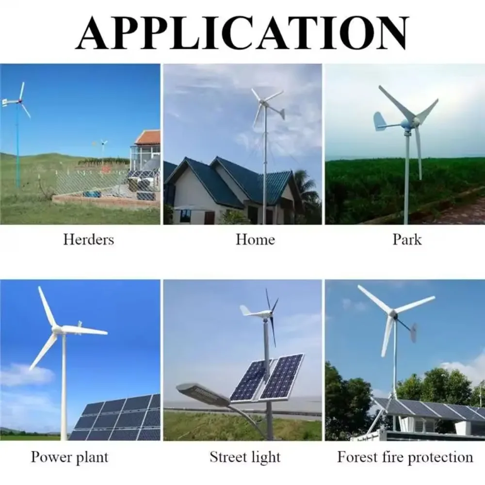 9000W Wind Turbine Generator 12V/24V/48V, 6 Blades Horizontal Home Power Windmill Energy Charger
