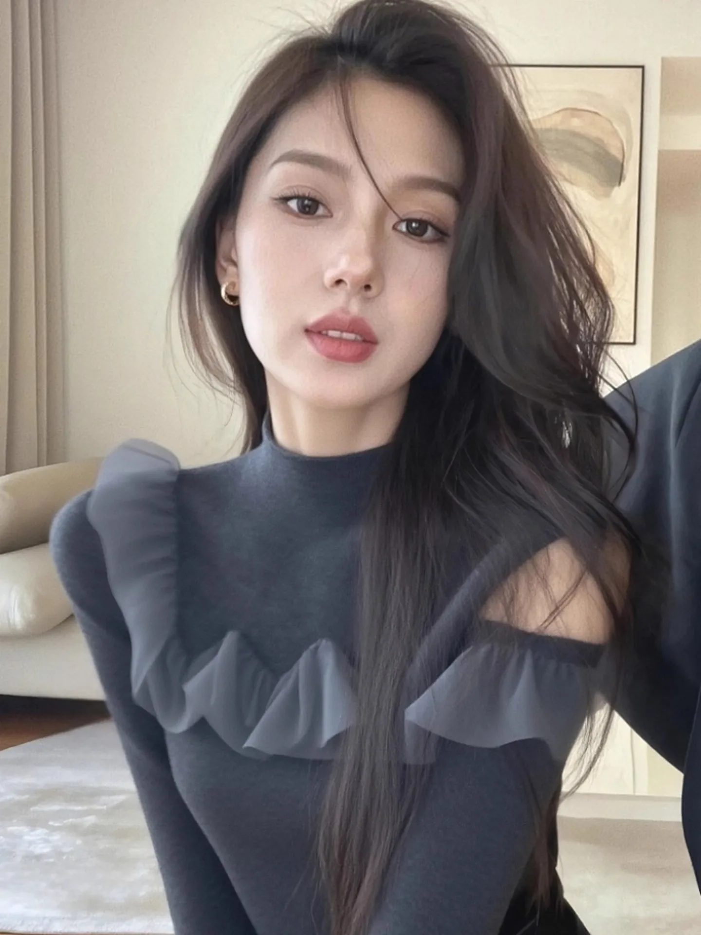 

ay Knitted Hollow out Sweater Women's Slim Fit Long Sve Top with Design Splice Sle for Commuting in Autumn Winter