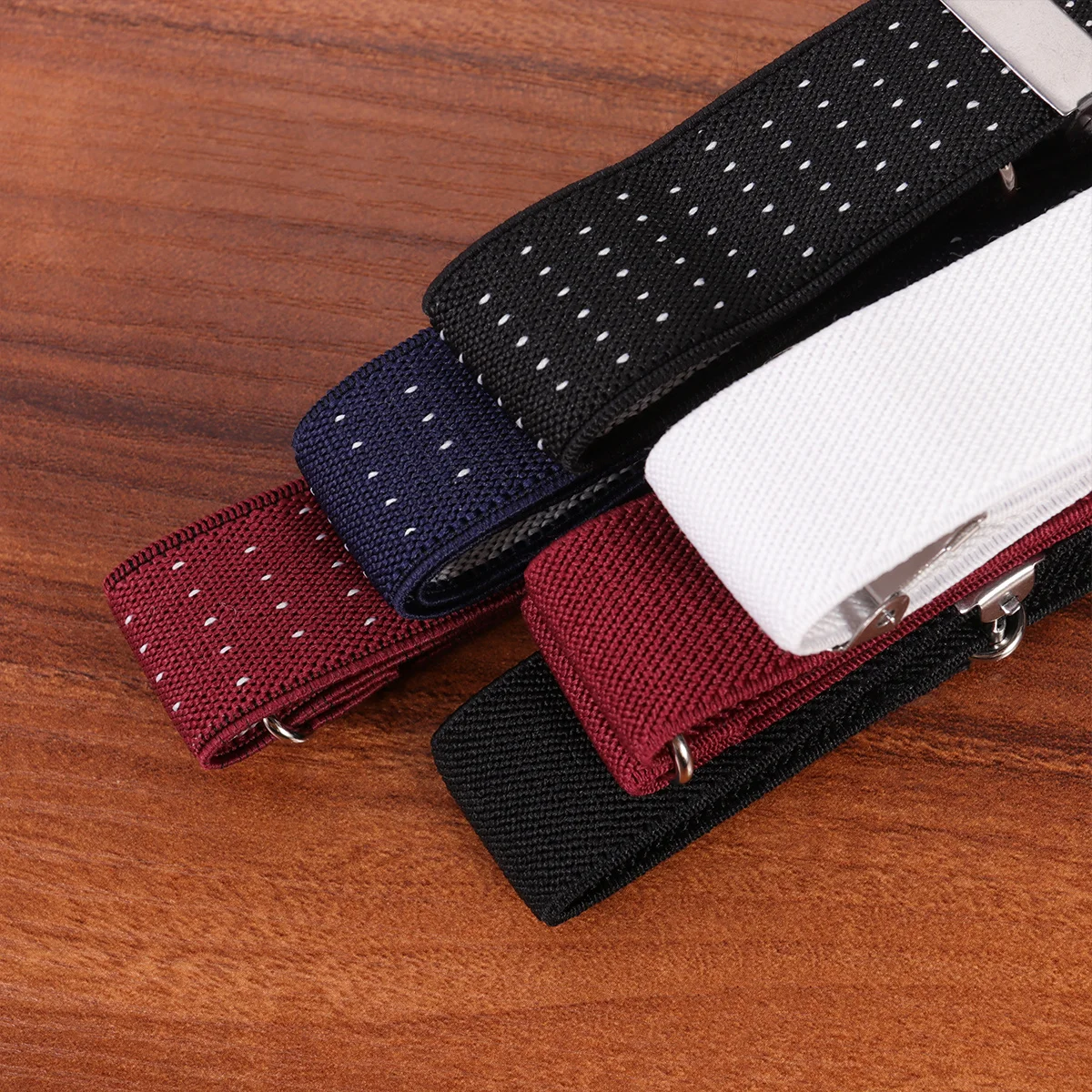 

1 Pair 2.5Cm Non Adjustable Chinlon Shirt Armband For Men Women Anti Slip Sleeve Band Durable Shirt Stay Belt Wine Red