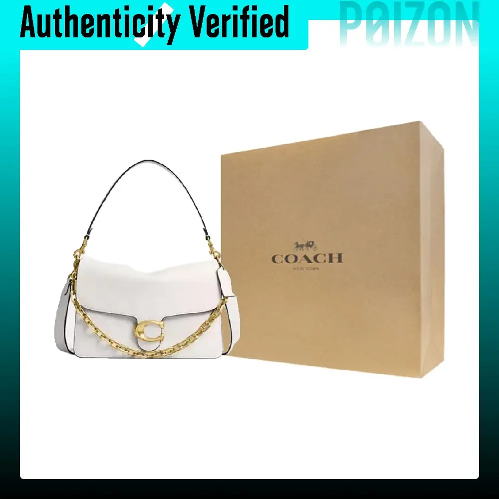 COACH ChainTabby Leather One Shoulder Handbag Large Women's White CY920-B4HA