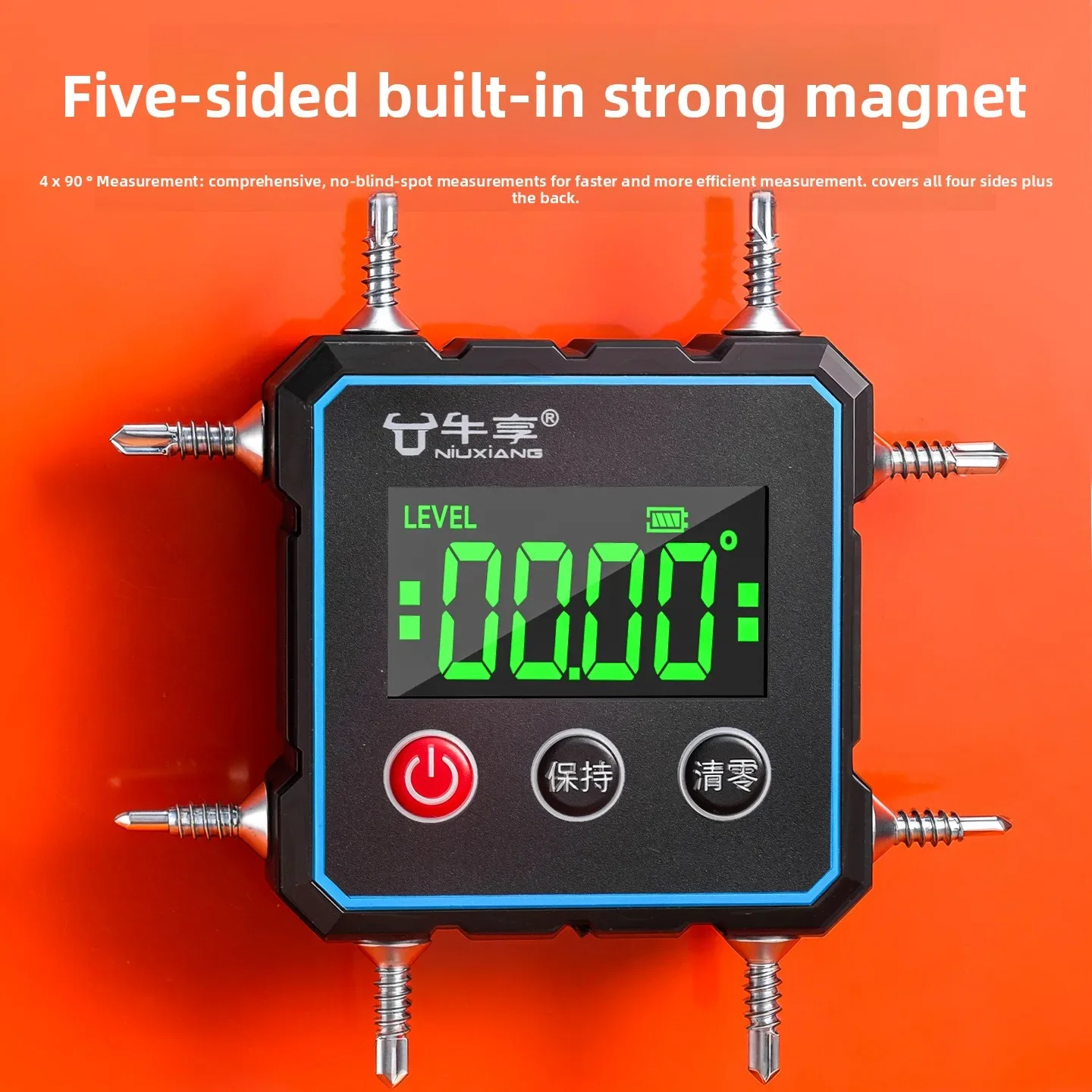 

Mini Dual-Side Laser Digital Inclinometer - 5-Sided Strong Magnetic Horizontal Angle Ruler Measuring Tool