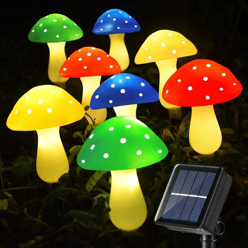 

8 Modes Solar Mushroom Stakes Lights Outdoor For Garden Party Christmas Wedding Holiday Yard Patio Pathway Lawn Home Decoration