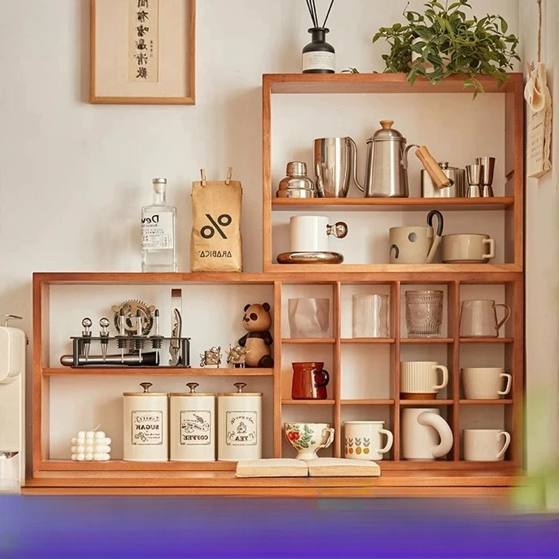 

Home Xiaoxing Solid Wood Combination Water Cup Shelf Display Rack Edge Storage Rack Wall Table Cup Rack