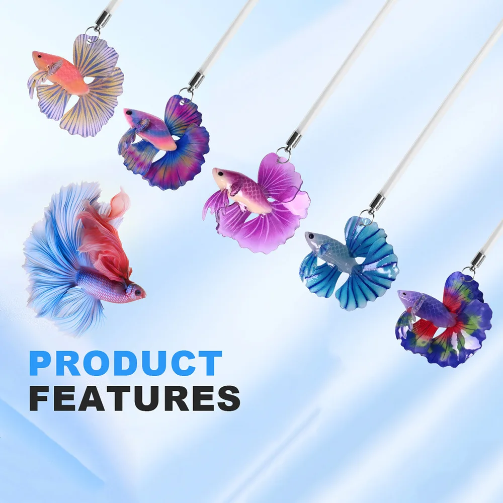 Handmade Simulation Betta Fish Toy  Lifelike Fighting Fish Tail-Fanning Interactive Play Toy For Betta Fish Aquarium Decoration