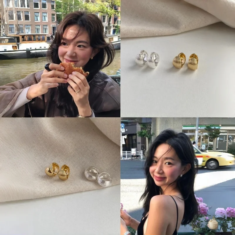 1-Pair Shell Pattern Earrings, Simple Retro Style Earrings, Women's Personalized Fashion Versatile Earrings