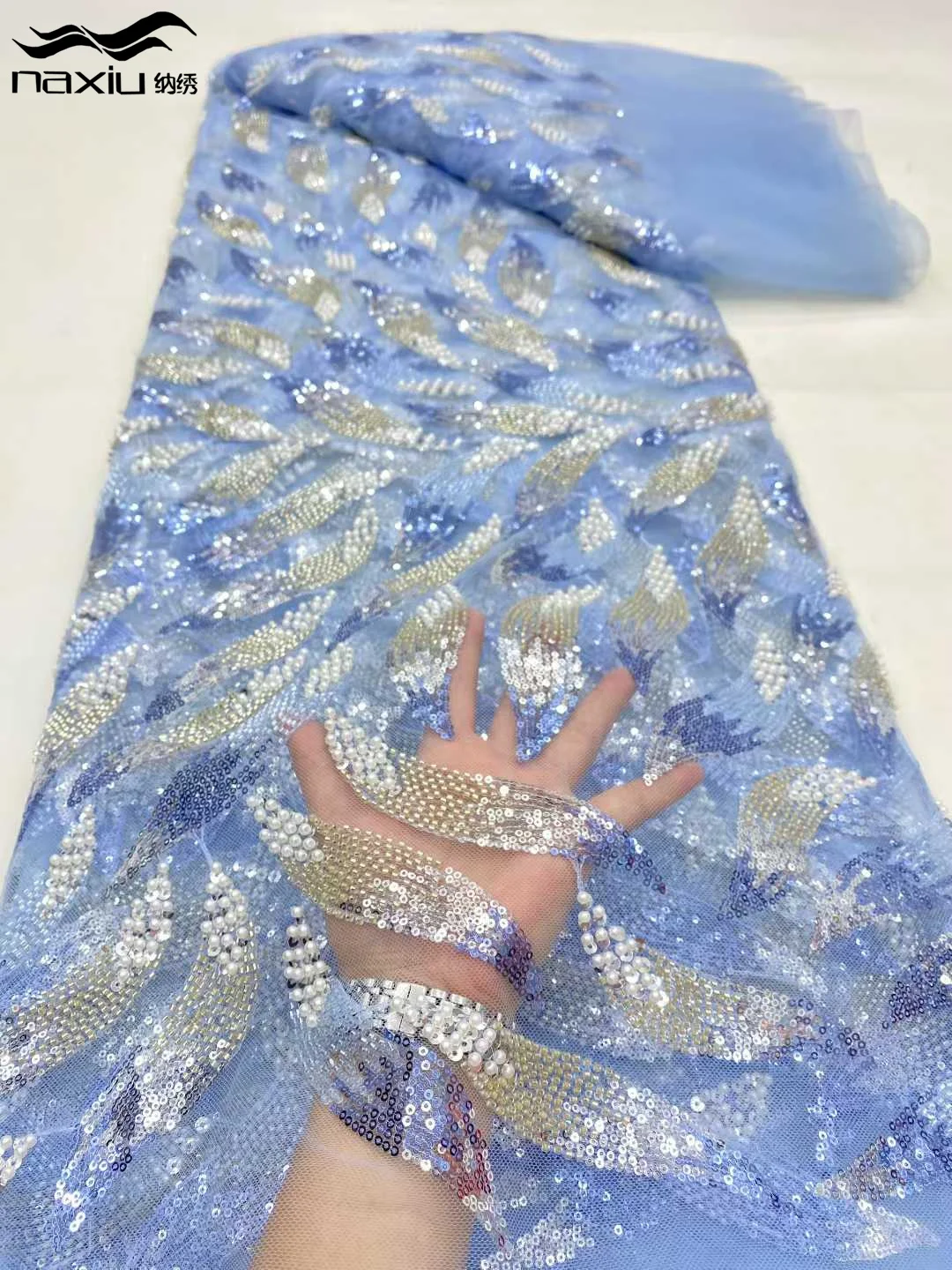 

Madison African Mesh Sequins Lace Fabric Sequins Wholesale Nigerian Groom Lace Fabric French Tulle Lace Fabric For Wedding Party