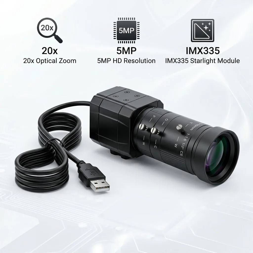 Industrial 5MP IMX335 1080P USB Camera Manual Zoom Lens 2.8-12mm 5-50mm 5-100mm for Visual Recognition Live Streaming PC Linux