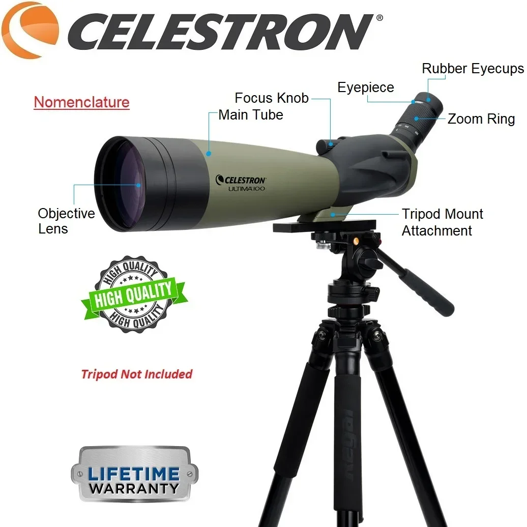 Celestron Ultima 100mm  Waterproof 45° Angled Target Shooting Spotting Scope 22-66x