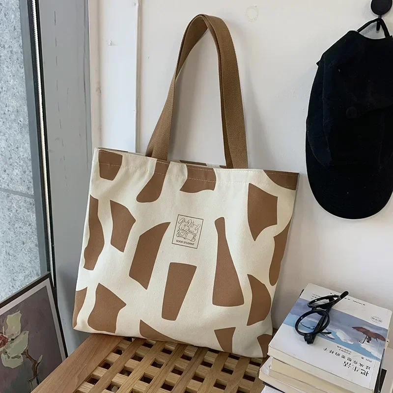 SHB01-Bolso de hombro de lona para mujer, bolsa de compras reutilizable ecológica de tela de algodón, bolso de mano grande para estudiante, 2023