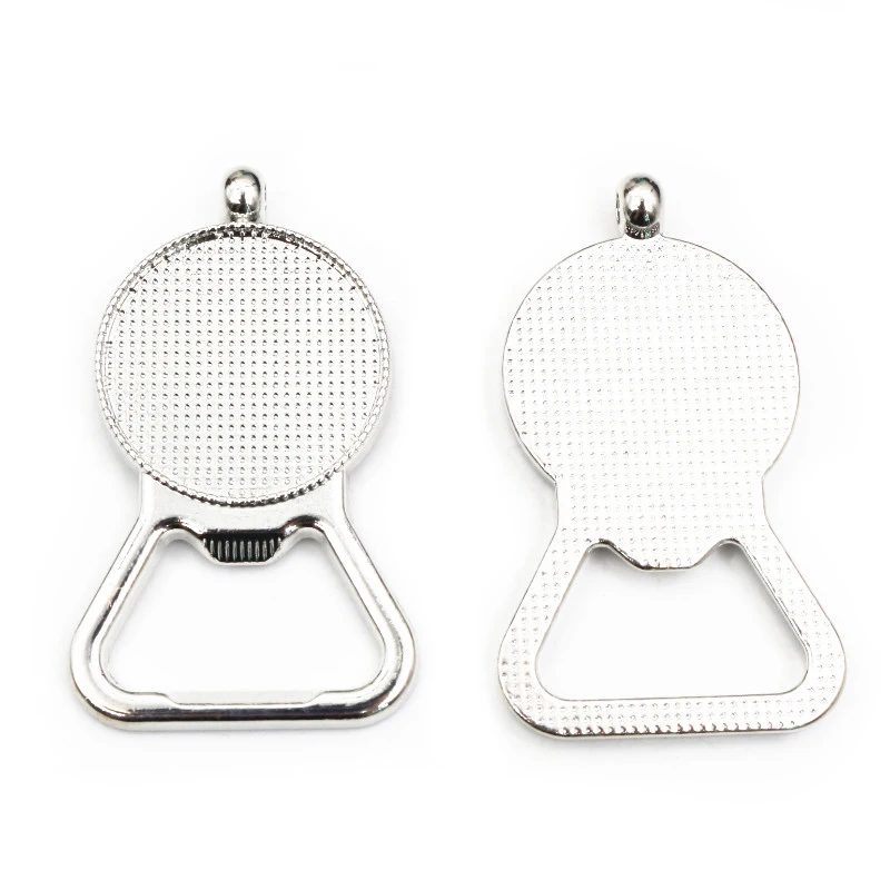 2pcs 30mm Inner Size Rhodium Color Beer Bottle Opener Shape Cabochon Blank Base Tray Setting Pendant DIY Jewelry  Accessories
